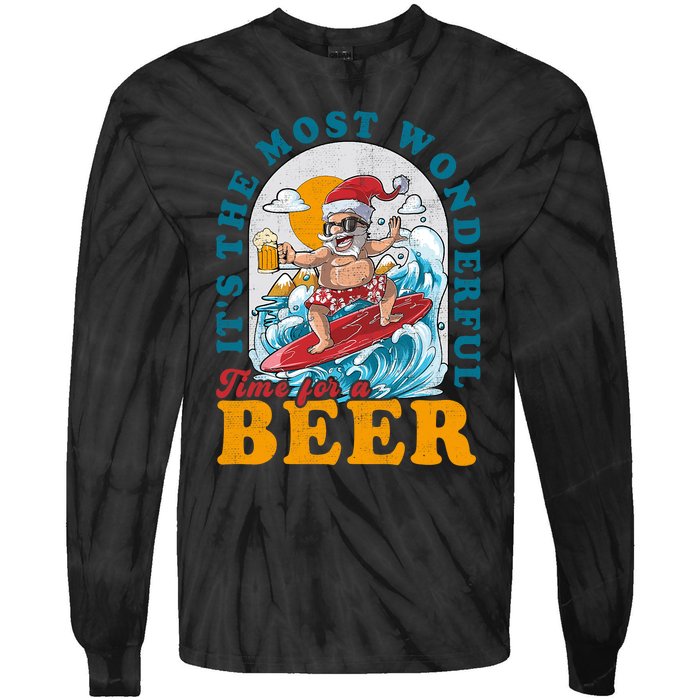 Its The Most Wonderful Time For Santa Christmas In July Tie-Dye Long Sleeve Shirt