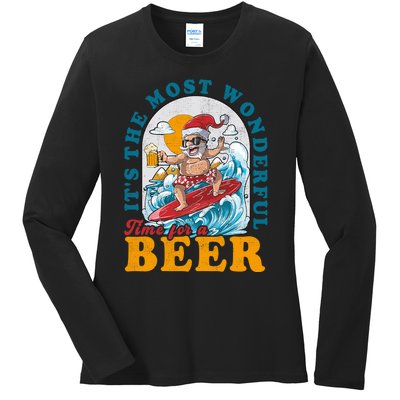 Its The Most Wonderful Time For Santa Christmas In July Ladies Long Sleeve Shirt