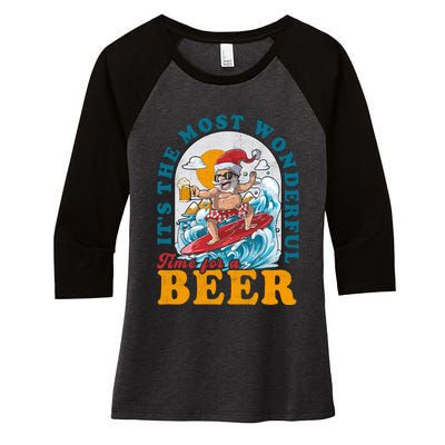 Its The Most Wonderful Time For Santa Christmas In July Women's Tri-Blend 3/4-Sleeve Raglan Shirt