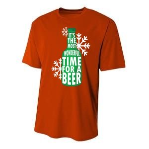 Its The Most Wonderful Time For A Beer Funny Christmas Performance Sprint T-Shirt