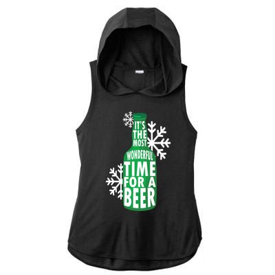 Its The Most Wonderful Time For A Beer Funny Christmas Ladies PosiCharge Tri-Blend Wicking Draft Hoodie Tank