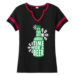 Its The Most Wonderful Time For A Beer Funny Christmas Ladies Halftime Notch Neck Tee