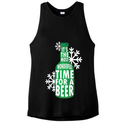 Its The Most Wonderful Time For A Beer Funny Christmas Ladies PosiCharge Tri-Blend Wicking Tank