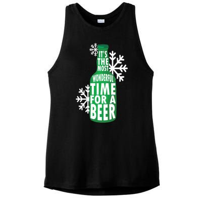 Its The Most Wonderful Time For A Beer Funny Christmas Ladies PosiCharge Tri-Blend Wicking Tank