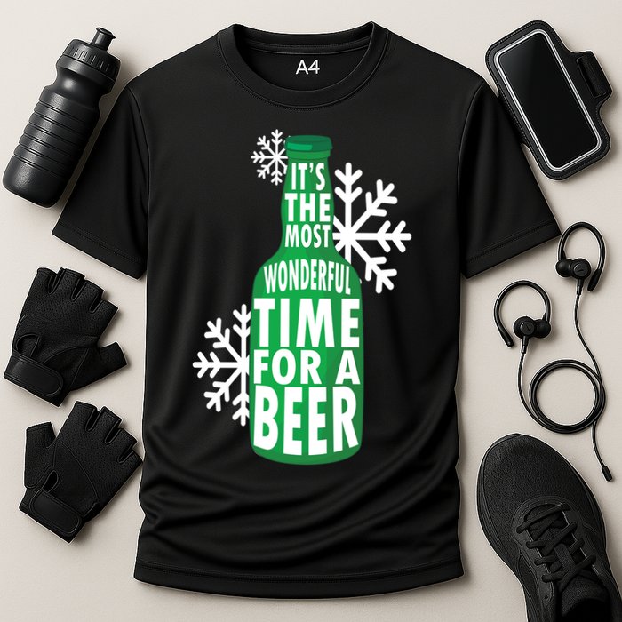 Its The Most Wonderful Time For A Beer Funny Christmas Performance Shirt