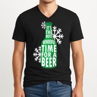 Its The Most Wonderful Time For A Beer Funny Christmas V-Neck T-Shirt