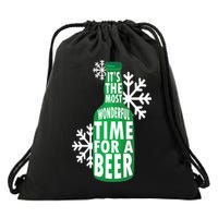 Its The Most Wonderful Time For A Beer Funny Christmas Drawstring Bag