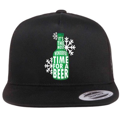 Its The Most Wonderful Time For A Beer Funny Christmas Flatbill Hat