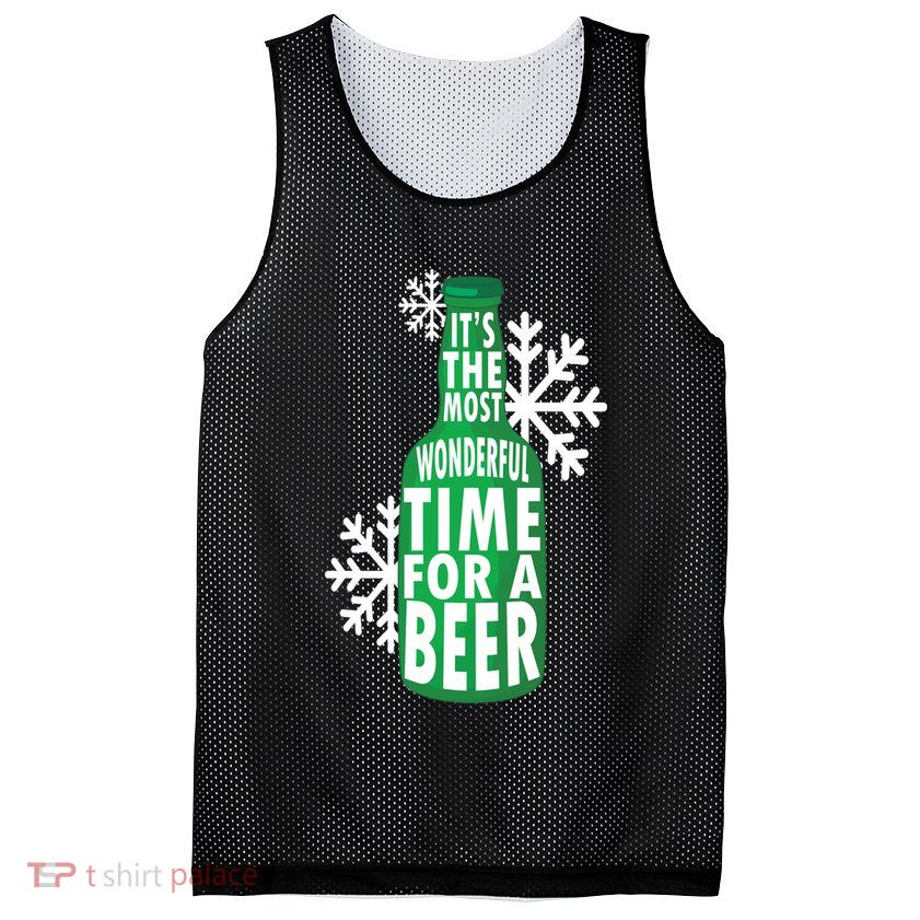 Its The Most Wonderful Time For A Beer Funny Christmas Mesh Reversible Basketball Jersey Tank