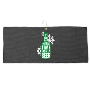 Its The Most Wonderful Time For A Beer Funny Christmas Large Microfiber Waffle Golf Towel