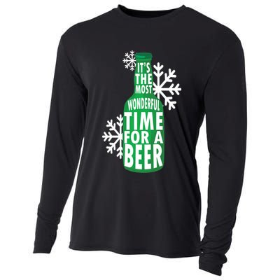 Its The Most Wonderful Time For A Beer Funny Christmas Cooling Performance Long Sleeve Crew