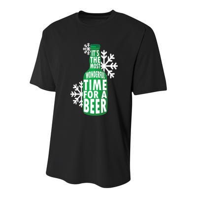 Its The Most Wonderful Time For A Beer Funny Christmas Youth Performance Sprint T-Shirt