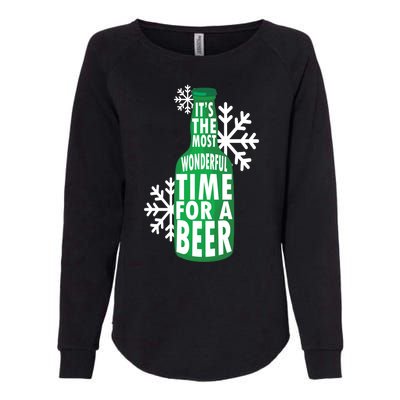 Its The Most Wonderful Time For A Beer Funny Christmas Womens California Wash Sweatshirt