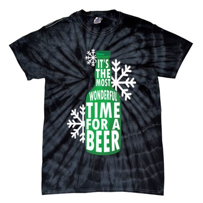 Its The Most Wonderful Time For A Beer Funny Christmas Tie-Dye T-Shirt