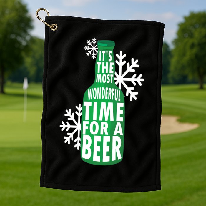 Its The Most Wonderful Time For A Beer Funny Christmas Golf Towel