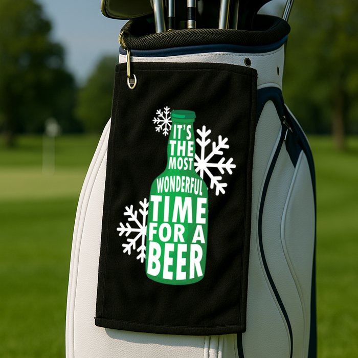 Its The Most Wonderful Time For A Beer Funny Christmas Golf Towel