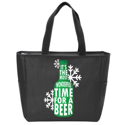 Its The Most Wonderful Time For A Beer Funny Christmas Zip Tote Bag