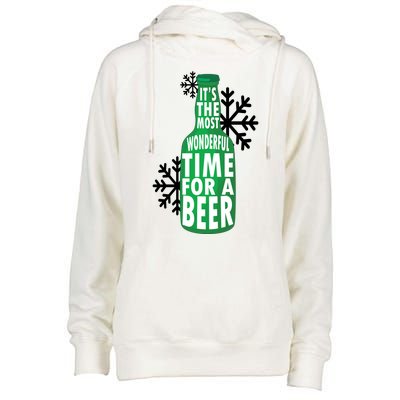 Its The Most Wonderful Time For A Beer Funny Christmas Womens Funnel Neck Pullover Hood