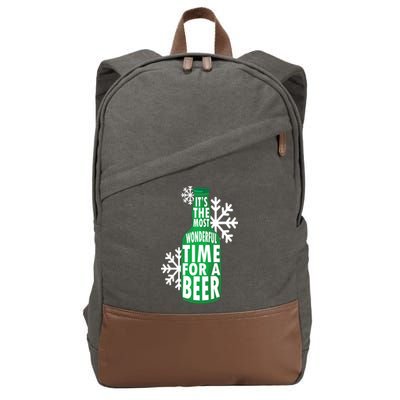 Its The Most Wonderful Time For A Beer Funny Christmas Cotton Canvas Backpack