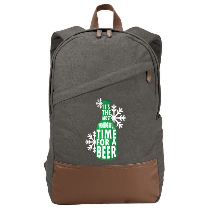 Its The Most Wonderful Time For A Beer Funny Christmas Cotton Canvas Backpack