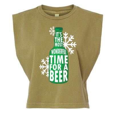 Its The Most Wonderful Time For A Beer Funny Christmas Garment-Dyed Women's Muscle Tee