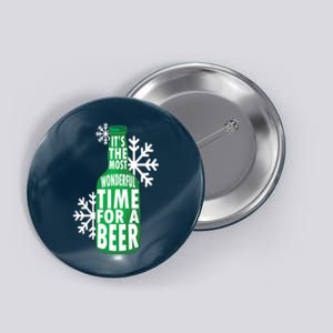 Its The Most Wonderful Time For A Beer Funny Christmas Button