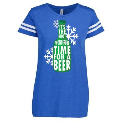 Its The Most Wonderful Time For A Beer Funny Christmas Enza Ladies Jersey Football T-Shirt