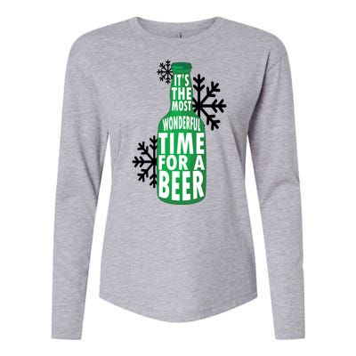 Its The Most Wonderful Time For A Beer Funny Christmas Womens Cotton Relaxed Long Sleeve T-Shirt