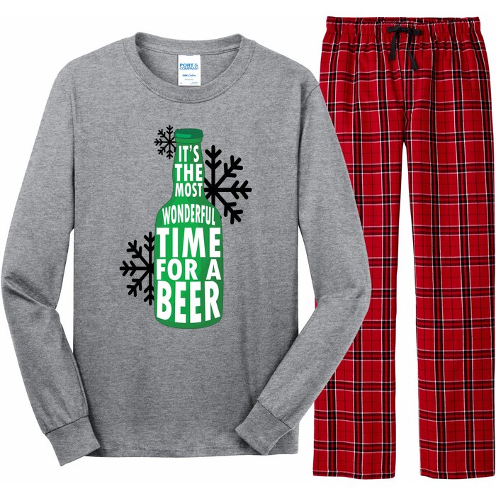 Its The Most Wonderful Time For A Beer Funny Christmas Long Sleeve Pajama Set