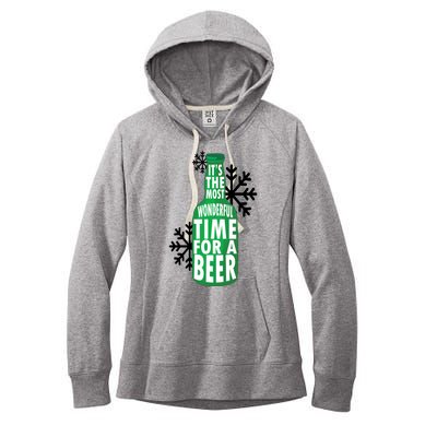 Its The Most Wonderful Time For A Beer Funny Christmas Women's Fleece Hoodie