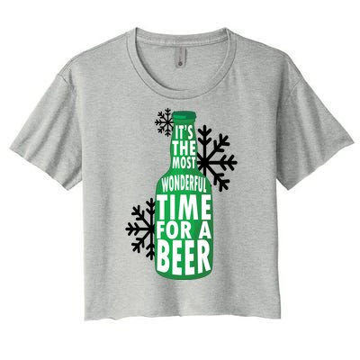 Its The Most Wonderful Time For A Beer Funny Christmas Women's Crop Top Tee