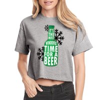 Its The Most Wonderful Time For A Beer Funny Christmas Crop Top