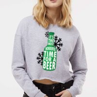 Its The Most Wonderful Time For A Beer Funny Christmas Cropped Pullover Crew