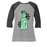 Its The Most Wonderful Time For A Beer Funny Christmas Women's Tri-Blend 3/4-Sleeve Raglan Shirt