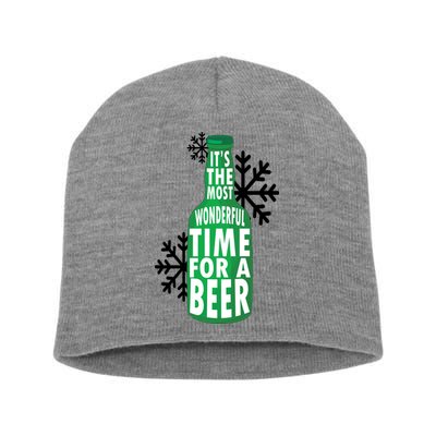 Its The Most Wonderful Time For A Beer Funny Christmas Short Acrylic Beanie
