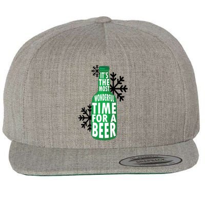 Its The Most Wonderful Time For A Beer Funny Christmas Wool Snapback Cap