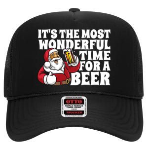 Its The Most Wonderful Time For A Beer Christmas In July High Crown Mesh Back Trucker Hat