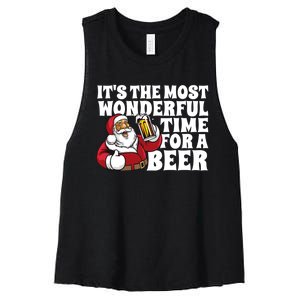 Its The Most Wonderful Time For A Beer Christmas In July Women's Racerback Cropped Tank