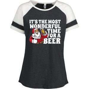 Its The Most Wonderful Time For A Beer Christmas In July Enza Ladies Jersey Colorblock Tee