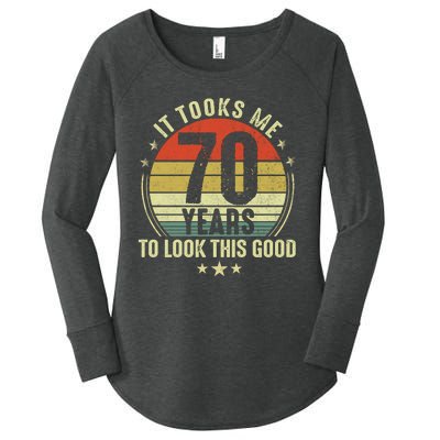 It Took Me 70 Years To Look This Good 70th Birthday Retirement Gifts For Him Her Women's Perfect Tri Tunic Long Sleeve Shirt