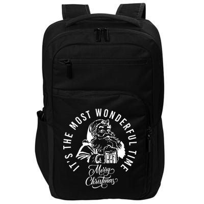 It's The Most Wonderful Time Santa Drinking Beer Christmas Impact Tech Backpack