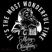 It's The Most Wonderful Time Santa Drinking Beer Christmas Cooling Performance Long Sleeve Crew