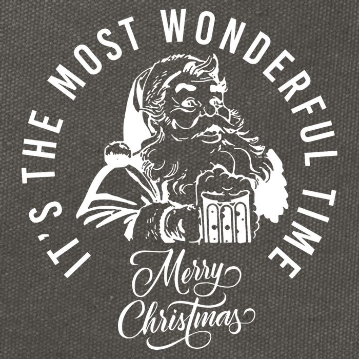 It's The Most Wonderful Time Santa Drinking Beer Christmas Cotton Canvas Backpack