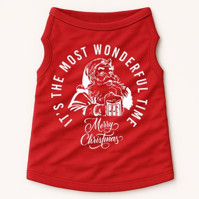 It's The Most Wonderful Time Santa Drinking Beer Christmas Doggie Tank