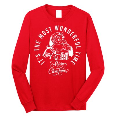 It's The Most Wonderful Time Santa Drinking Beer Christmas Long Sleeve Shirt