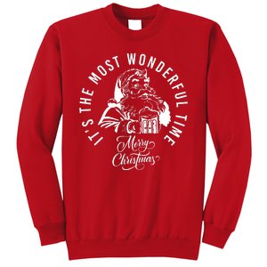 It's The Most Wonderful Time Santa Drinking Beer Christmas Sweatshirt