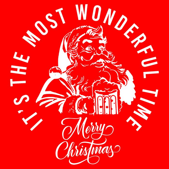 It's The Most Wonderful Time Santa Drinking Beer Christmas T-Shirt
