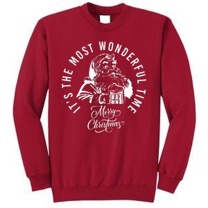 It's The Most Wonderful Time Santa Drinking Beer Christmas Tall Sweatshirt