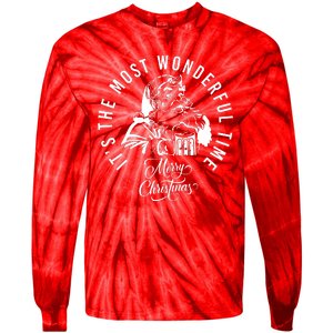 It's The Most Wonderful Time Santa Drinking Beer Christmas Tie-Dye Long Sleeve Shirt