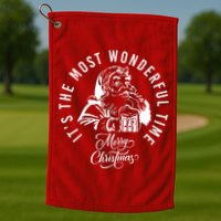It's The Most Wonderful Time Santa Drinking Beer Christmas Golf Towel